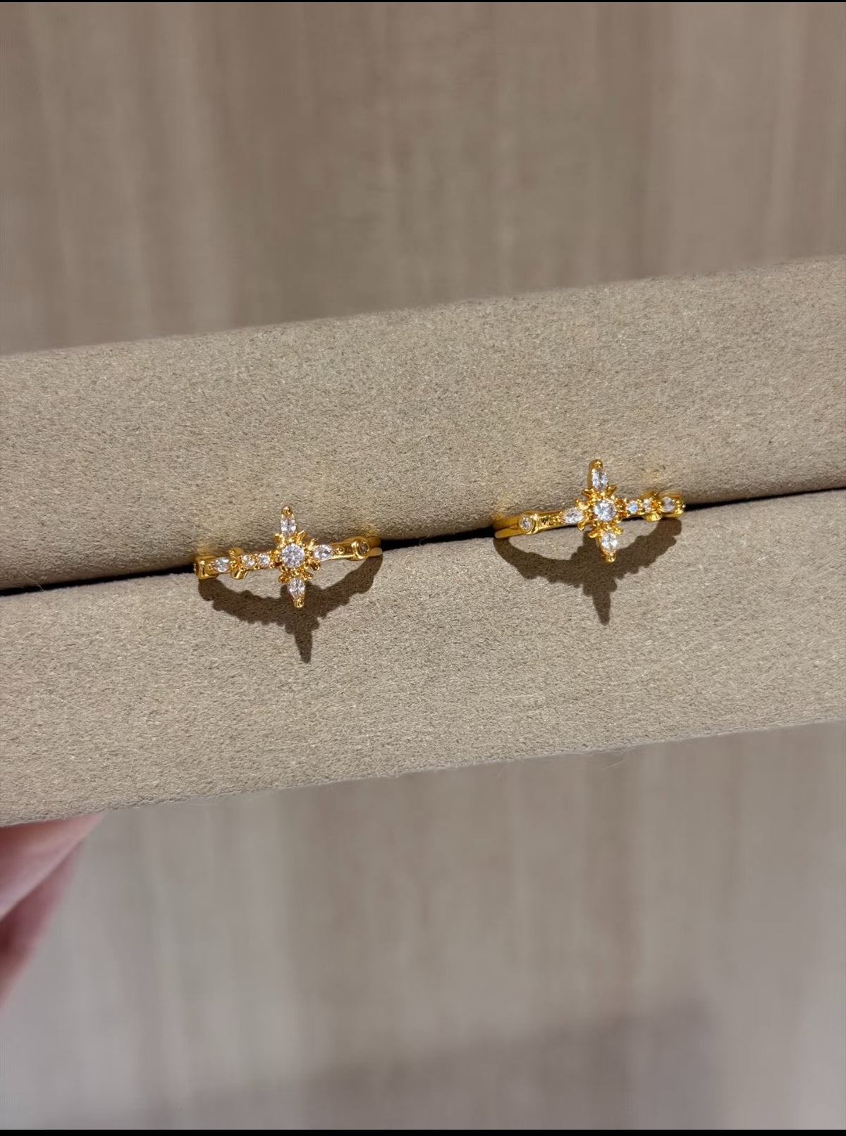Cross-Star Crystal Ring